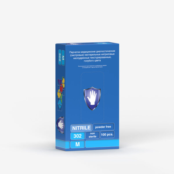 Перчатки «Safe&Care»® нитриловые голубые 302 без РУ